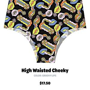 Cheek Boss Groovy Lips High Waisted Cheeky Bottoms Medium NWT